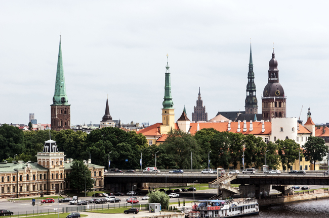 Rigas Stadtansicht mit vielen markanten Türmen